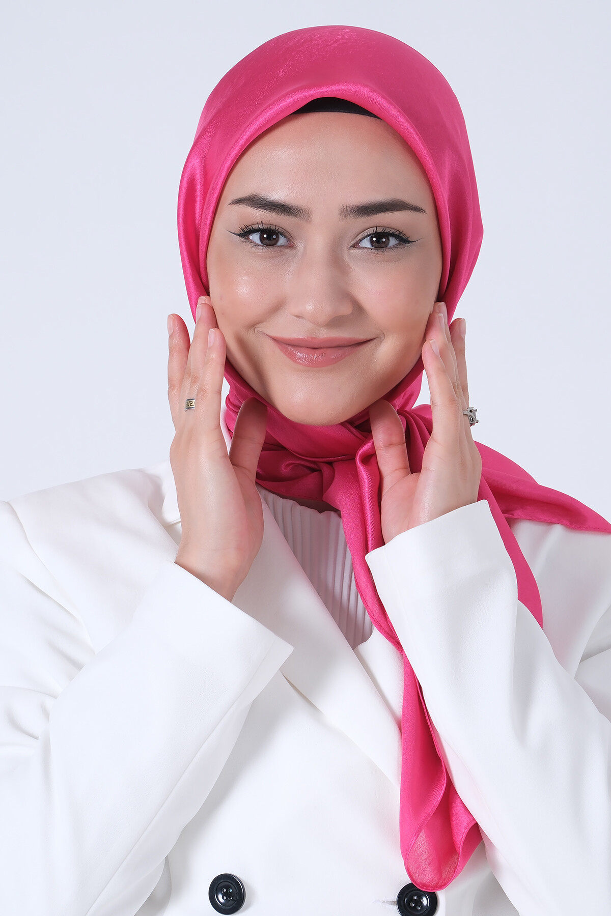 Açık Fuşya Janjan Eşarp - harem