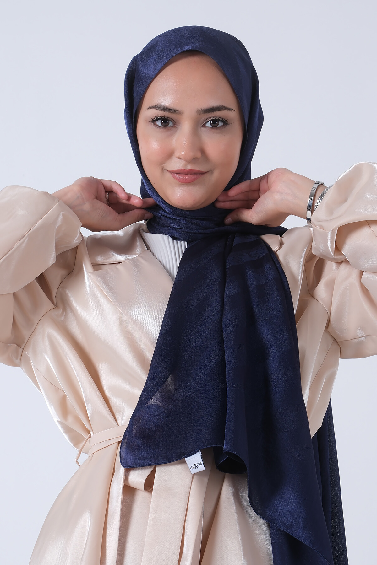 Açık Lacivert Ahsen Jakar Şal - harem