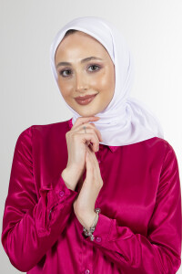 Beyaz Twill Eşarp 