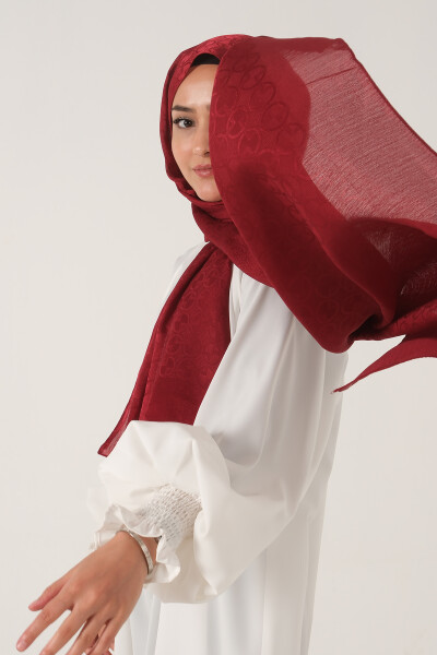Bordo Beyza Jakar Şal - 1
