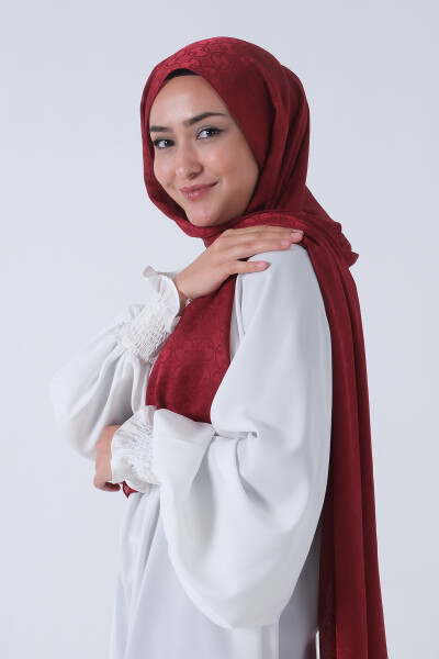 Bordo Beyza Jakar Şal - 2