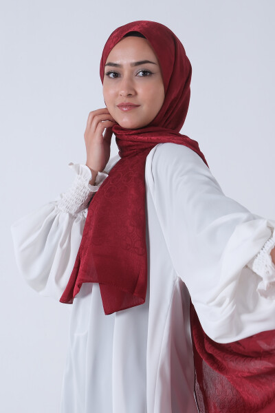 Bordo Beyza Jakar Şal - 3