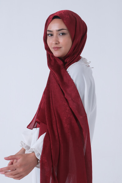 Bordo Beyza Jakar Şal - 4