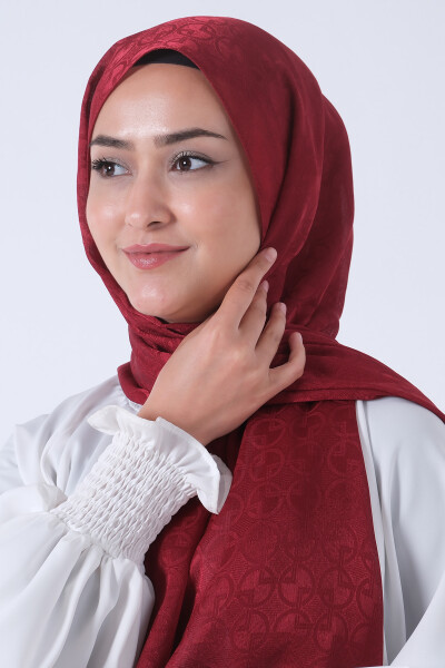 Bordo Beyza Jakar Şal - 5