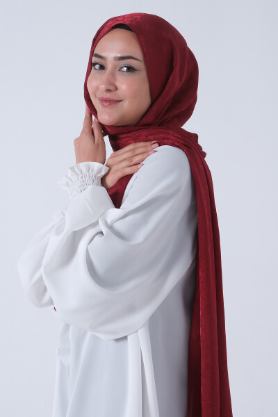 Bordo Beyza Jakar Şal - 6