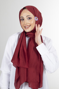 Bordo Brisa Vual Şal - harem