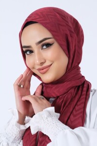 Bordo Lino Jakar Şal 