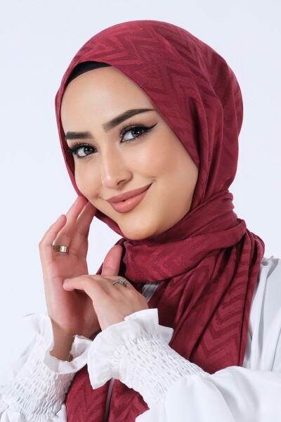 Bordo Lino Jakar Şal - 1
