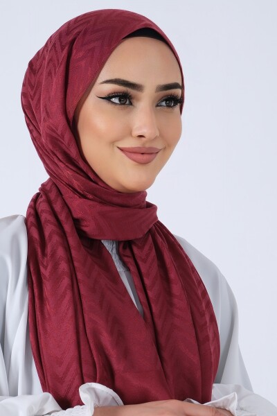 Bordo Lino Jakar Şal - 4