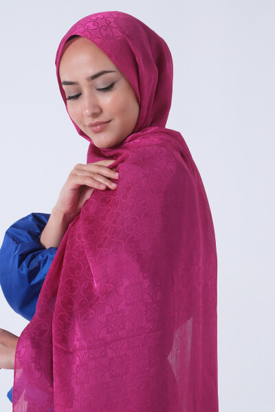 Fuşya Beyza Jakar Şal - 4