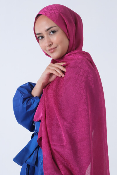 Fuşya Beyza Jakar Şal - 1