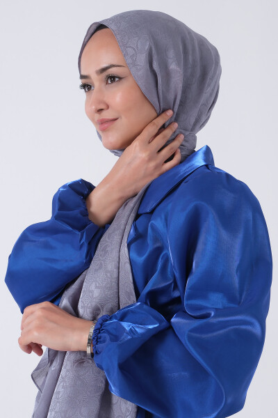 Gri Beyza Jakar Şal - 2