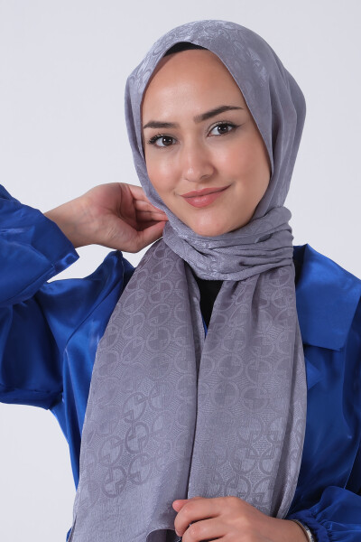 Gri Beyza Jakar Şal - 3