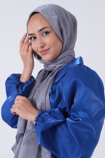 Gri Beyza Jakar Şal - 4