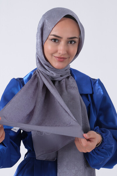 Gri Beyza Jakar Şal - 5
