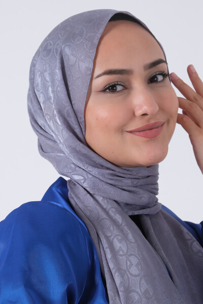 Gri Beyza Jakar Şal - 6