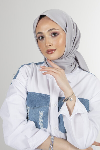 Gümüş Twill Eşarp - 3