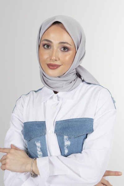 Gümüş Twill Eşarp - 4