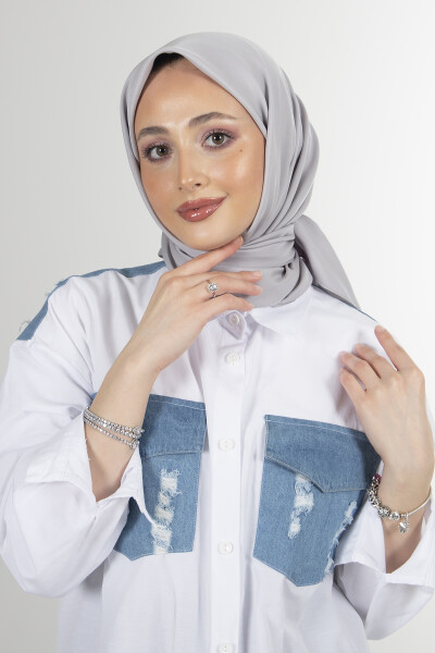 Gümüş Twill Eşarp - 5