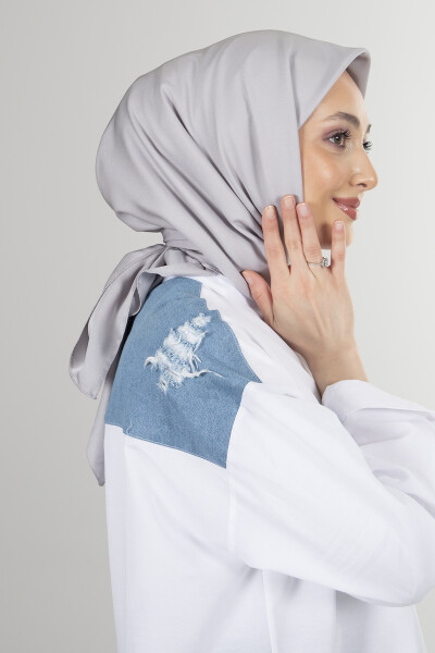 Gümüş Twill Eşarp - 7