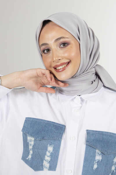Gümüş Twill Eşarp - 8