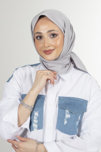 Gümüş Twill Eşarp 