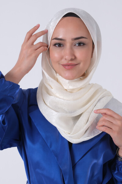 İnci Krem Beyza Jakar Şal - 2