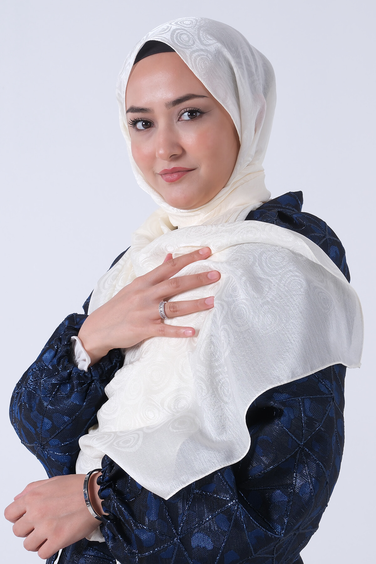 İnci Krem Nefes Jakar Şal - harem