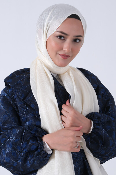İnci Krem Nefes Jakar Şal - 2