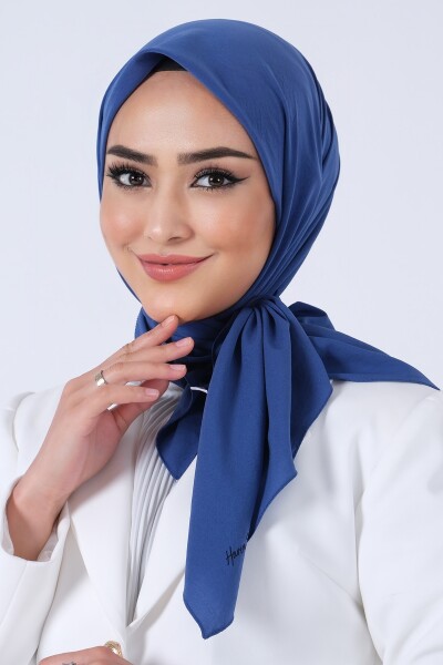 Koyu İndigo Asya Eşarp - 4