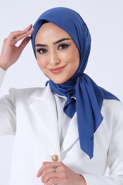 Koyu İndigo Asya Eşarp - 5