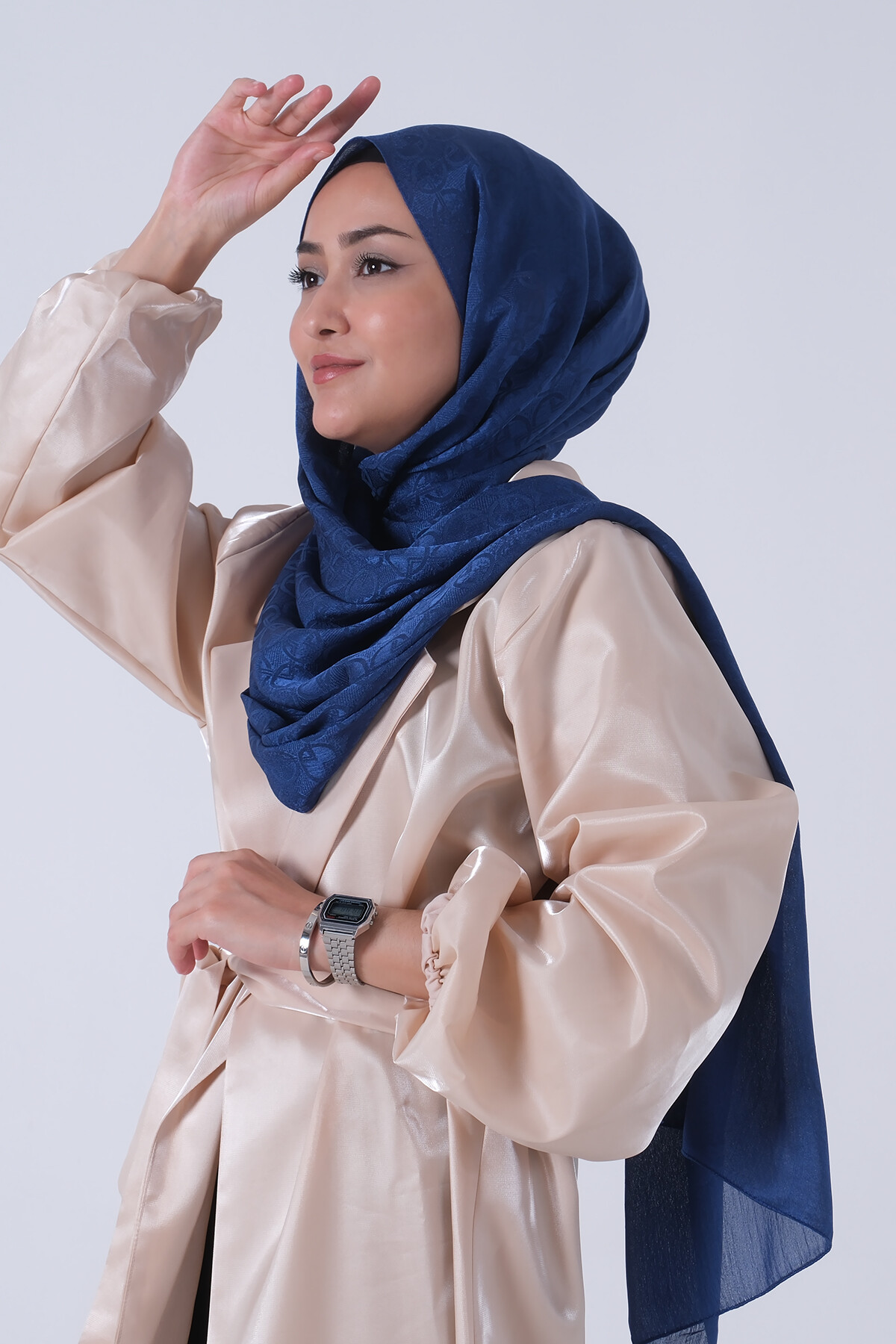 Koyu İndigo Beyza Jakar Şal - harem