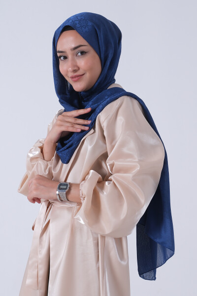 Koyu İndigo Beyza Jakar Şal - 5