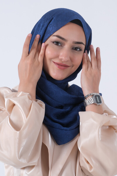 Koyu İndigo Beyza Jakar Şal - 3