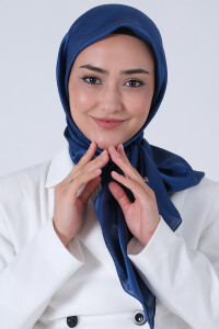 Koyu İndigo Janjan Eşarp 