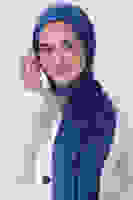 Koyu İndigo Janjan Şal Koyu İndigo