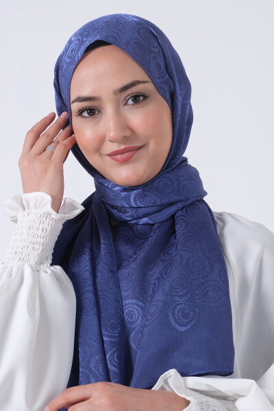 Koyu İndigo Nefes Jakar Şal - 3