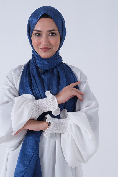 Koyu İndigo Nisa Jakar Şal - 3