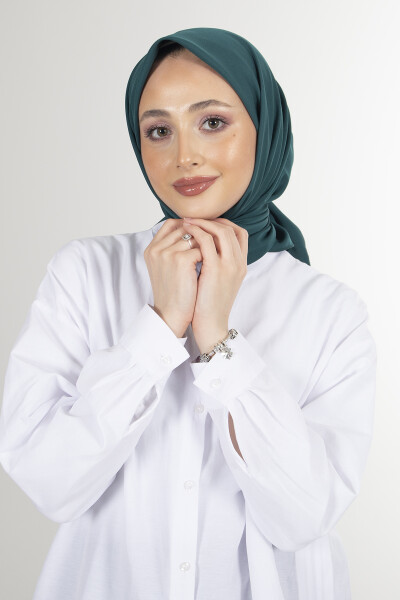 Koyu Zümrüt Twill Eşarp - 1