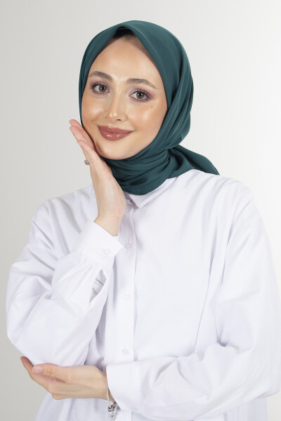 Koyu Zümrüt Twill Eşarp - 2