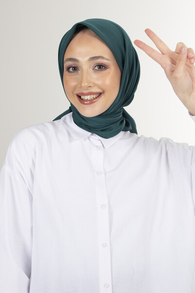 Koyu Zümrüt Twill Eşarp - 3