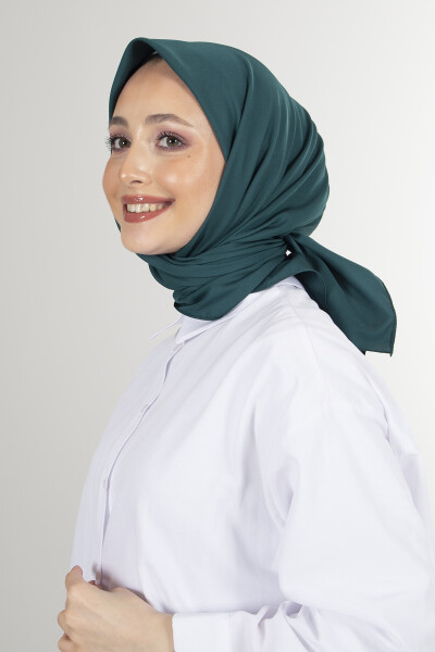 Koyu Zümrüt Twill Eşarp - 4