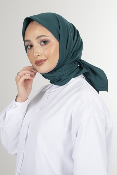 Koyu Zümrüt Twill Eşarp - 5