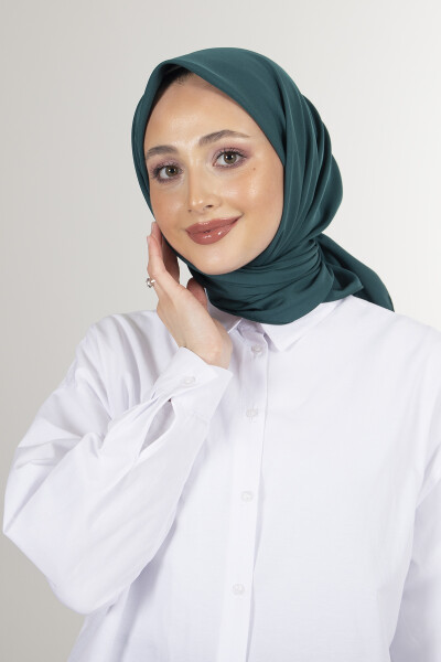 Koyu Zümrüt Twill Eşarp - 7