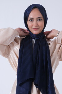Lacivert Ahsen Jakar Şal - harem
