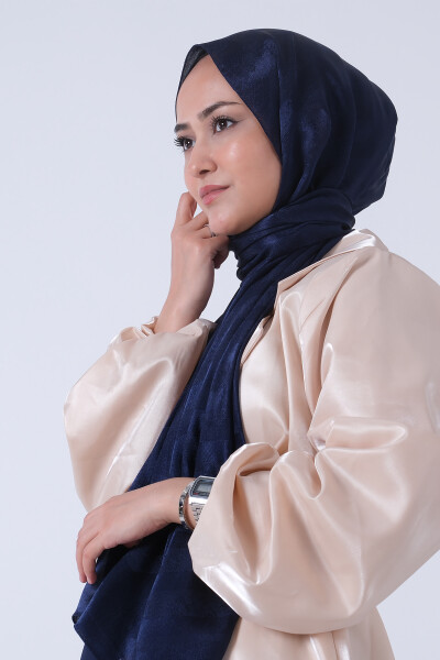 Lacivert Ahsen Jakar Şal - 3