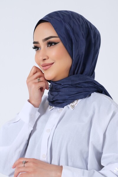 Lacivert Esila Jakar Şal - 2
