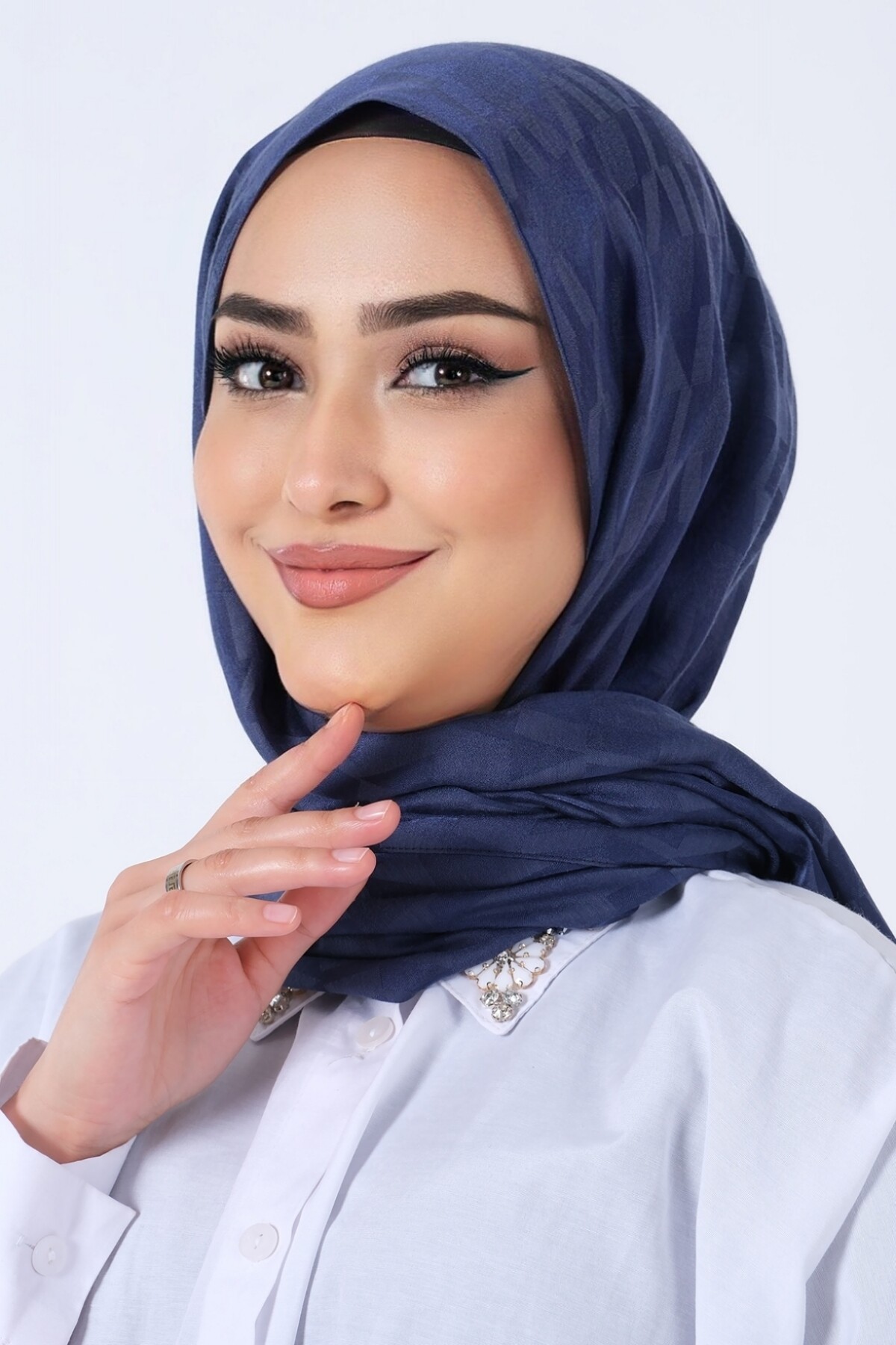 Lacivert Esila Jakar Şal - harem