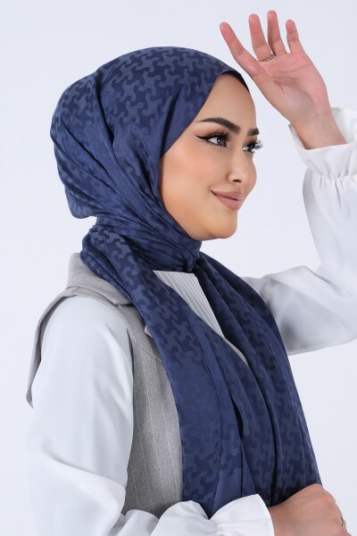 Lacivert Eslem Jakar Şal - 2