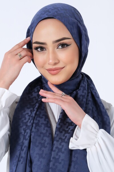 Lacivert Eslem Jakar Şal - 4